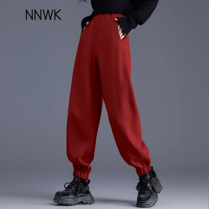 红色哈伦裤显瘦卫裤休闲运动裤女2025新秋冬爆款高腰时尚长裤束脚