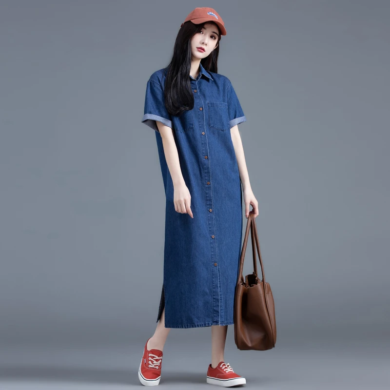 复古牛仔裙连衣裙女夏季2025新款设计感小众衬衫裙子女装高级感