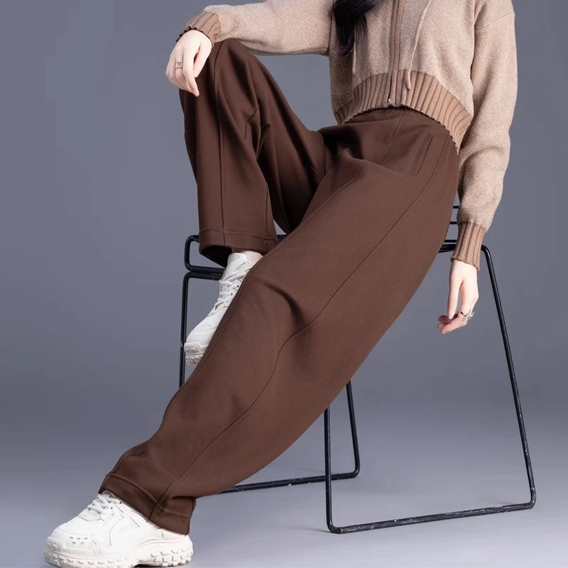 咖啡色欧货卫裤2025爆款运动裤休闲裤女直筒秋冬显瘦高端香蕉裤子