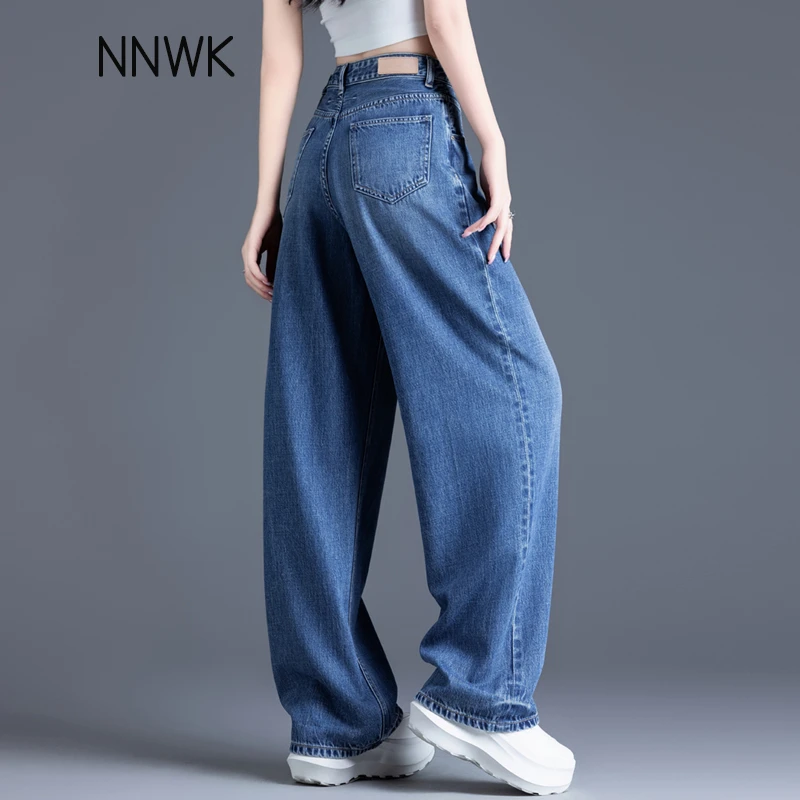垂感牛仔裤女莱赛尔汉麻裤子夏季2025新款宽松显瘦阔腿裤直筒长裤