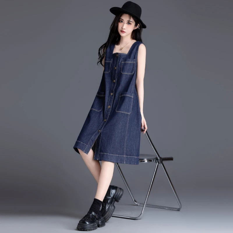 法式背心裙牛仔裙2025年新款夏季吊带裙连衣裙连身裙子女装小个子