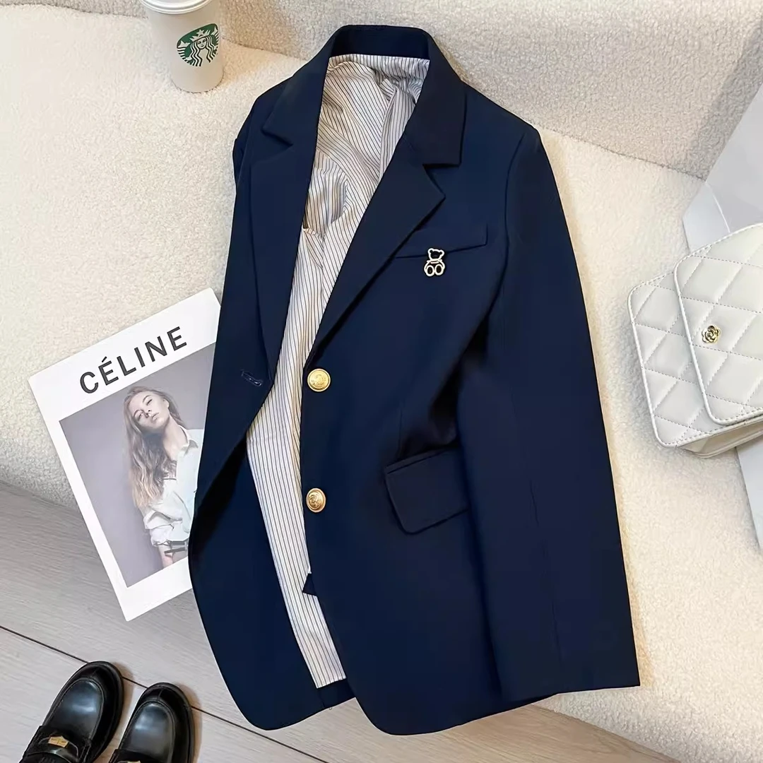 2025早春刺绣新款韩版显瘦西装外套女休闲学院风高级春秋减龄西服