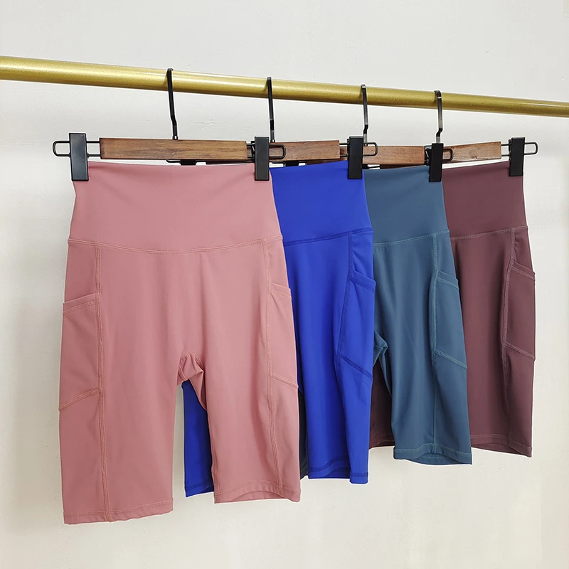 可放手机运动五分裤女高腰收腹提臀跑步训练健身瑜伽短裤速干紧身