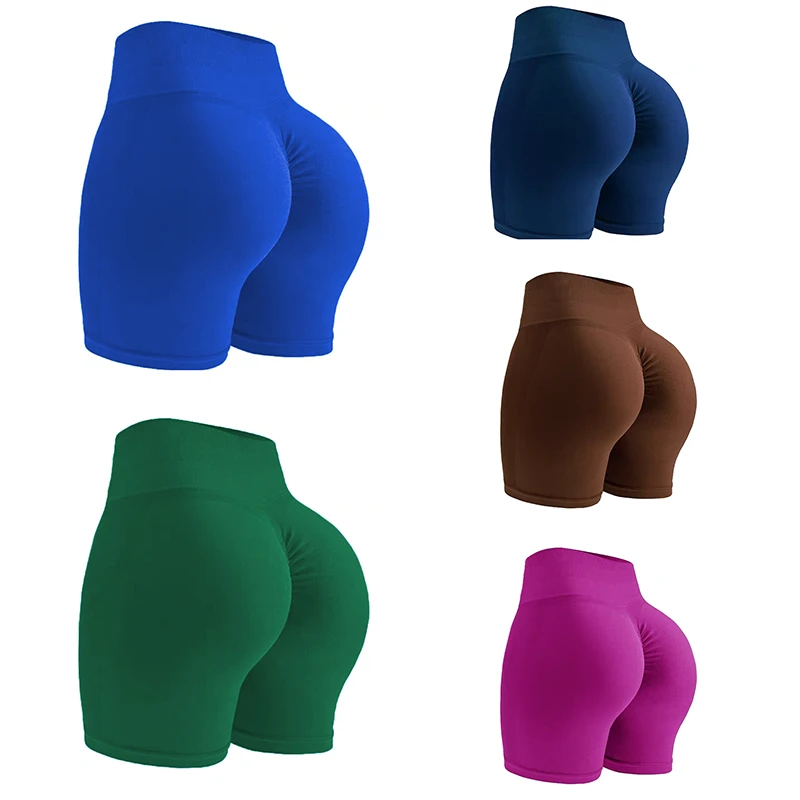 新款夏季撸铁紧身弹力跑步运动高腰收腹速干无缝高弹三分蜜桃裤