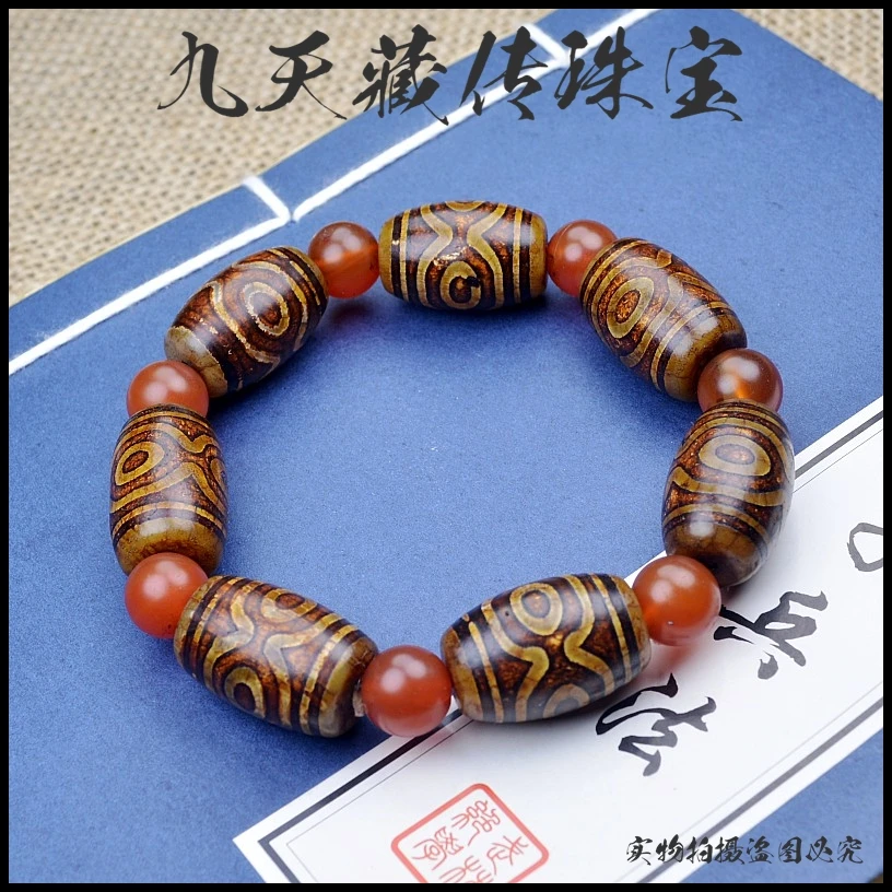 藏式天然玛瑙三眼高油包浆手链时尚简约百搭手串民族风男女款手饰