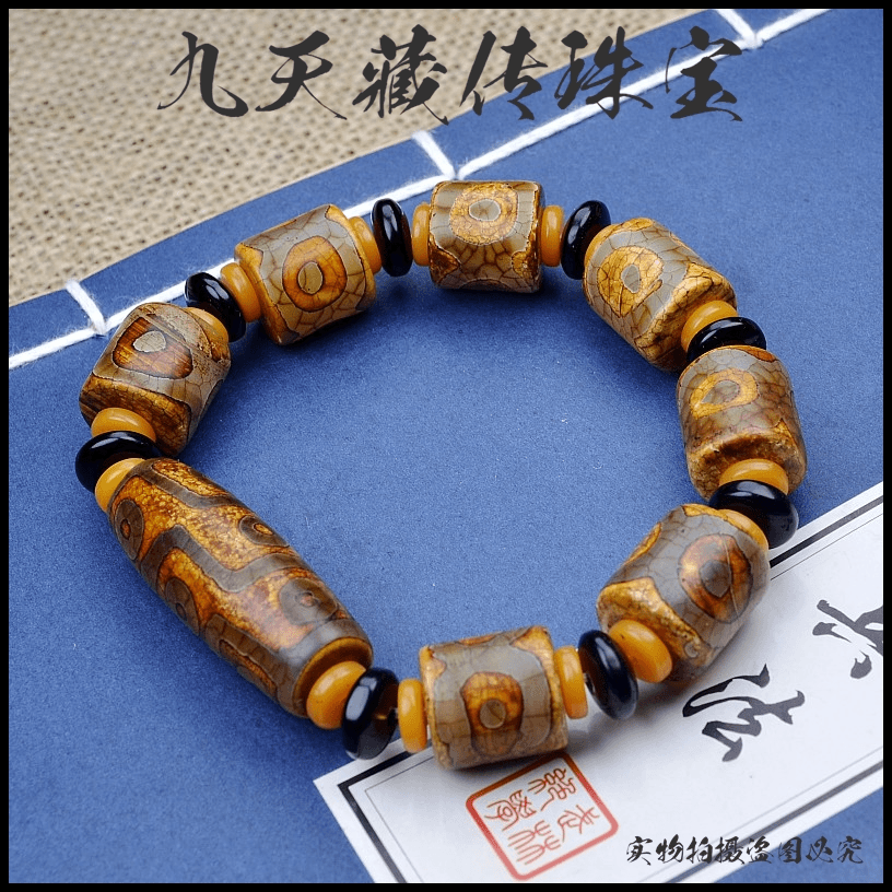 天然藏式玛瑙九眼手链时尚简约百搭三眼手串男女款民族风手饰手环