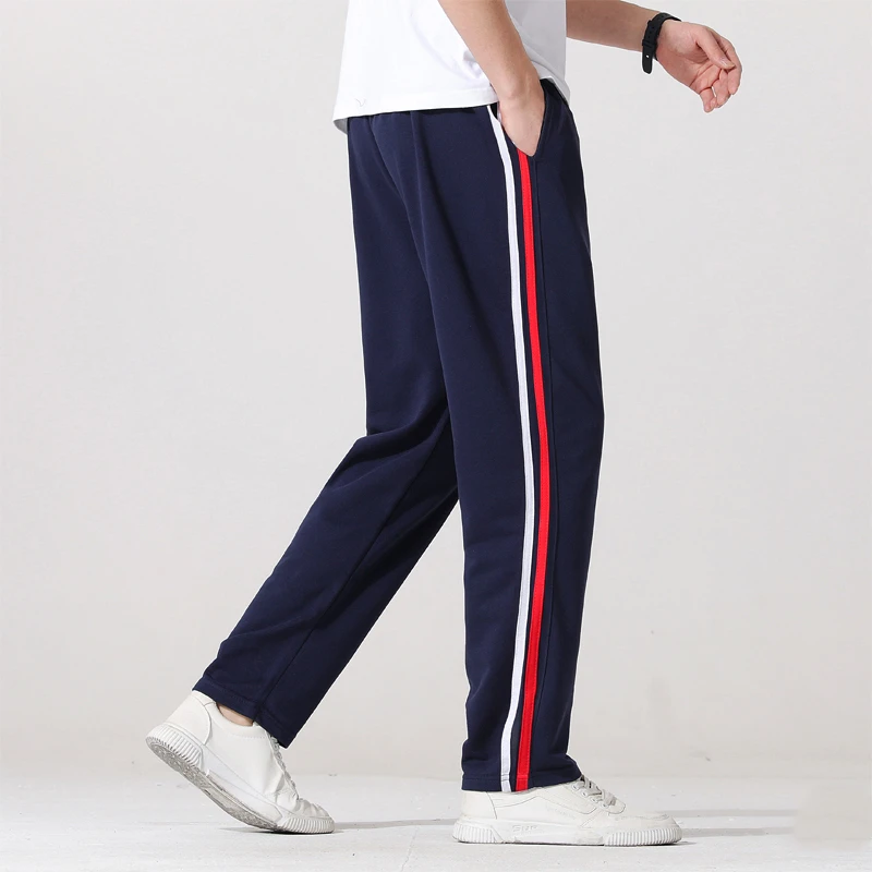 双红条白杠校服裤子初高中小学生儿童男女藏青校裤春秋白红两杠