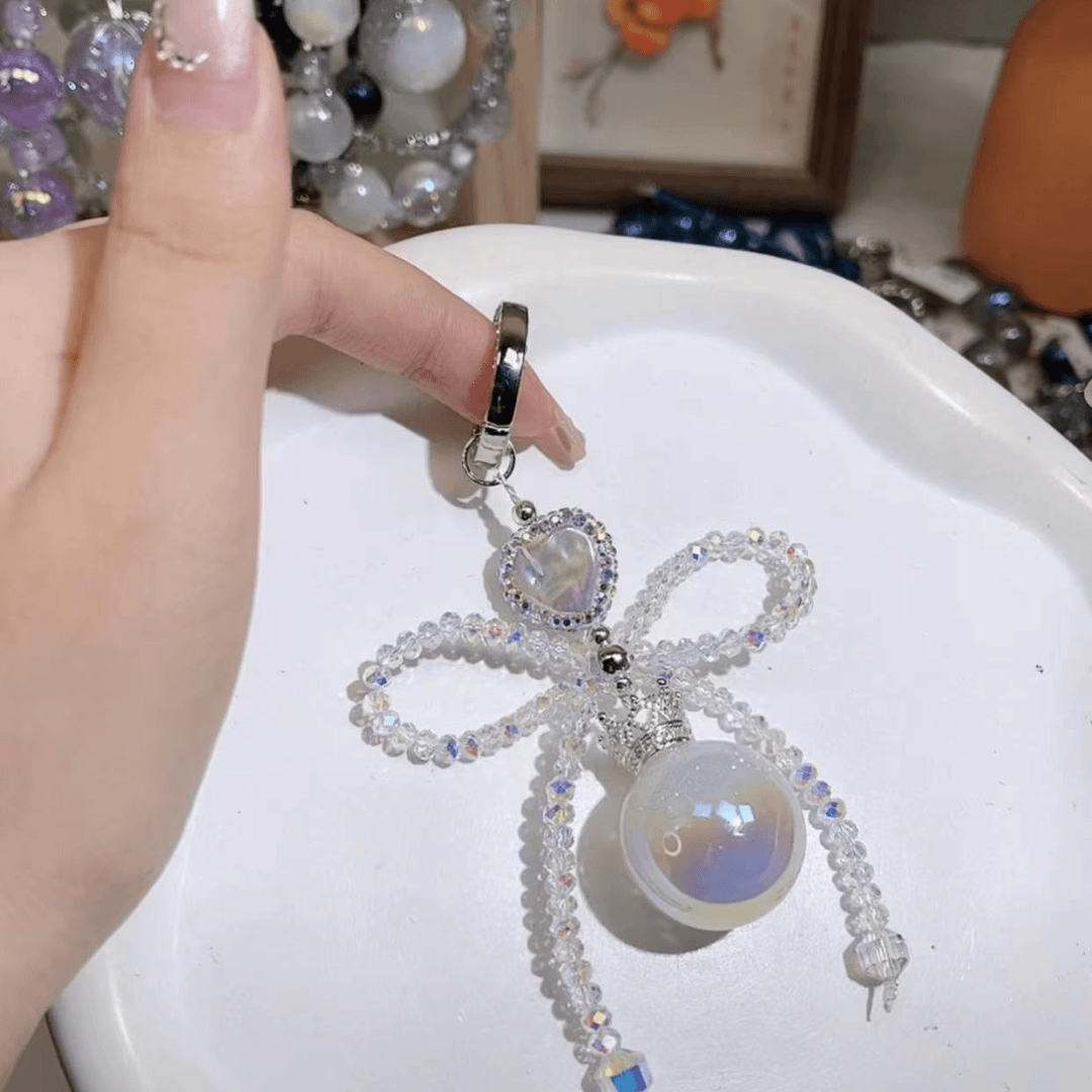 DIY手作新款Z7D-235蝴蝶白色满天星皇冠 手机链