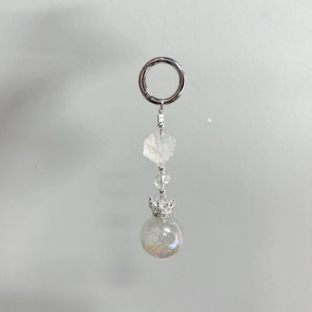 秋冬新款DIY手作Z10B-1132白色方晶皇冠小吊手机链