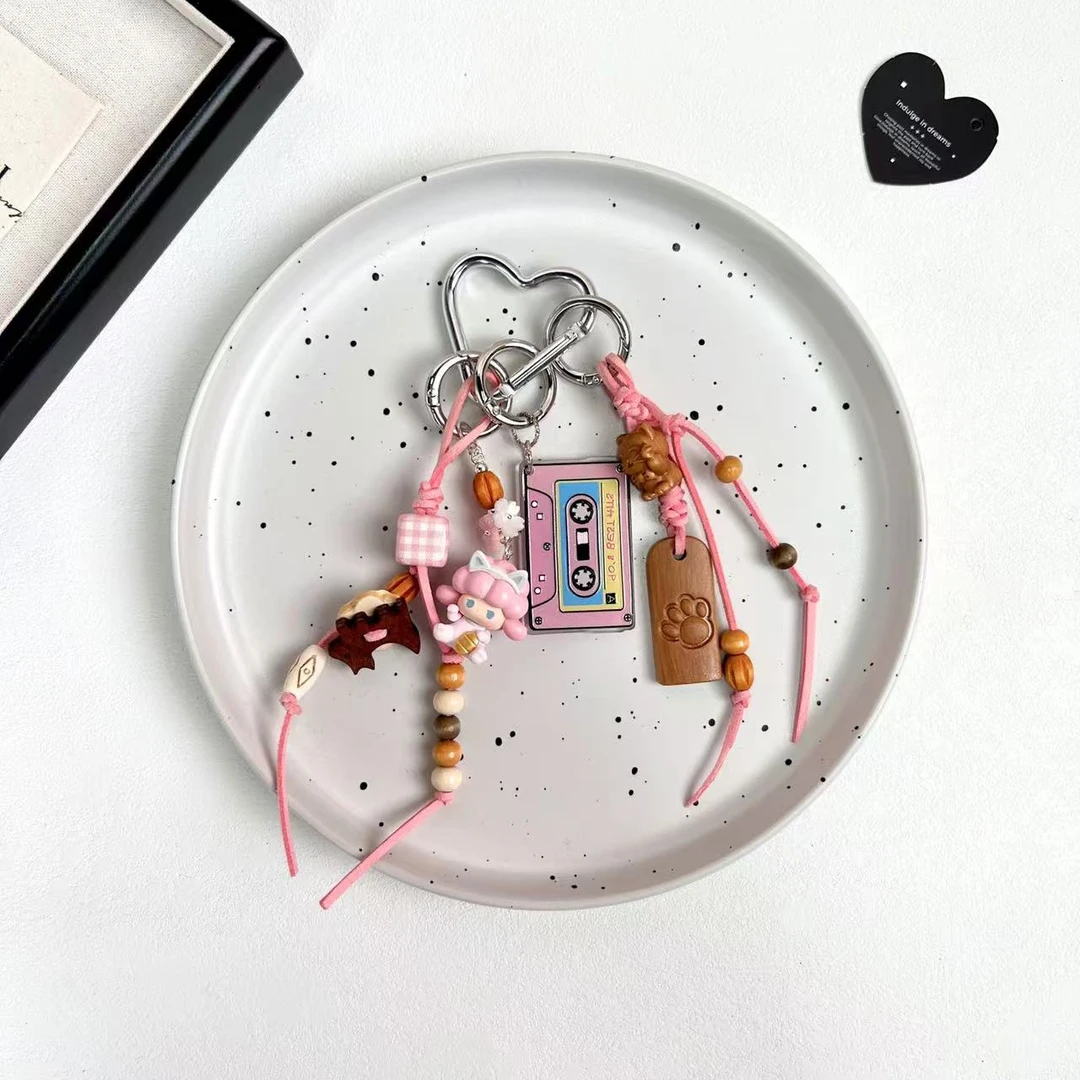 秋冬新款DIY手作F10-1199粉色招财猫包挂手机链
