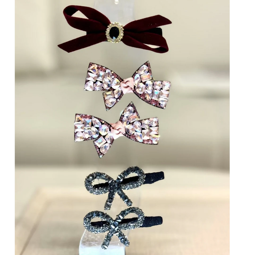 贺燃蝴蝶结高级感韩版气质百搭精致侧边夹一字夹