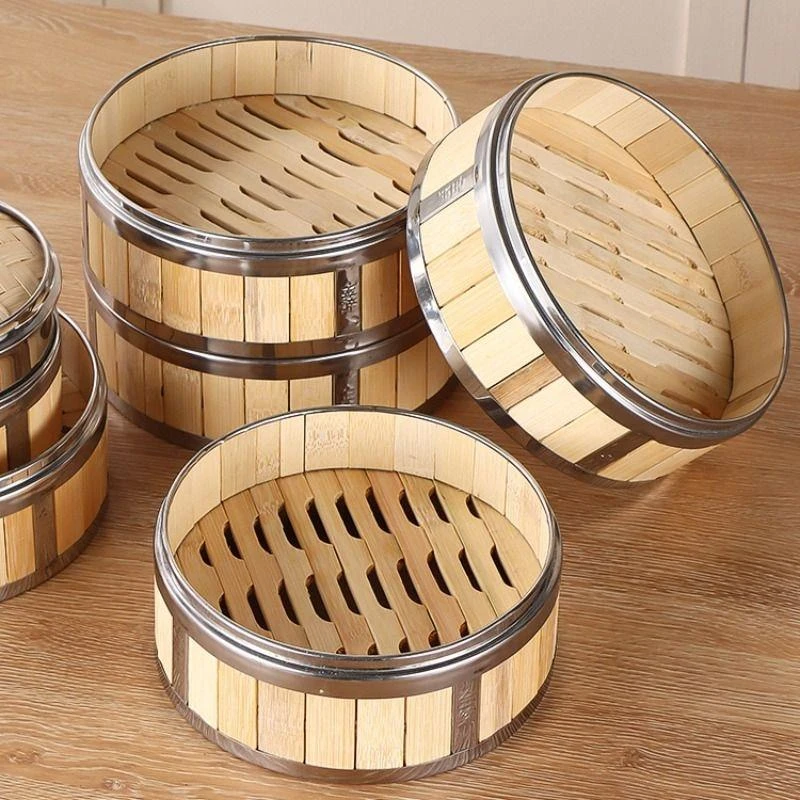 家用蒸笼饭蒸屉竹制小笼包蒸饭笼不锈钢蒸格广式早茶笼格蒸锅包子