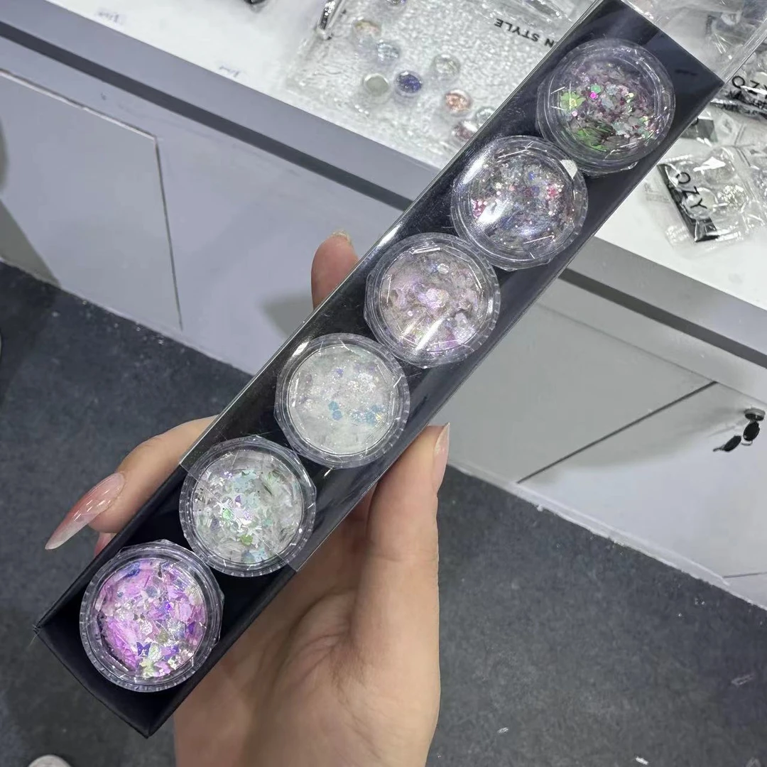 【一套6盒】花花系列1-6美甲混合亮片素材（按盒不按克）