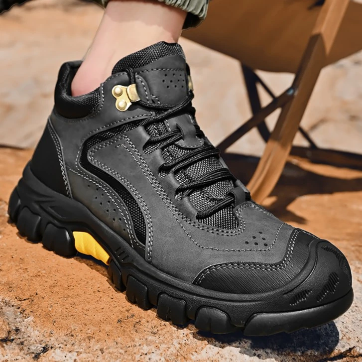 外贸出口俄罗斯原单撤柜防滑登山鞋男真皮防水高帮加绒保暖雪地靴