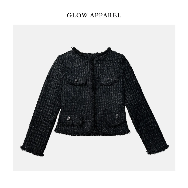 【GLOW APPAREL】设计师款褶皱小香风外套上衣女外套