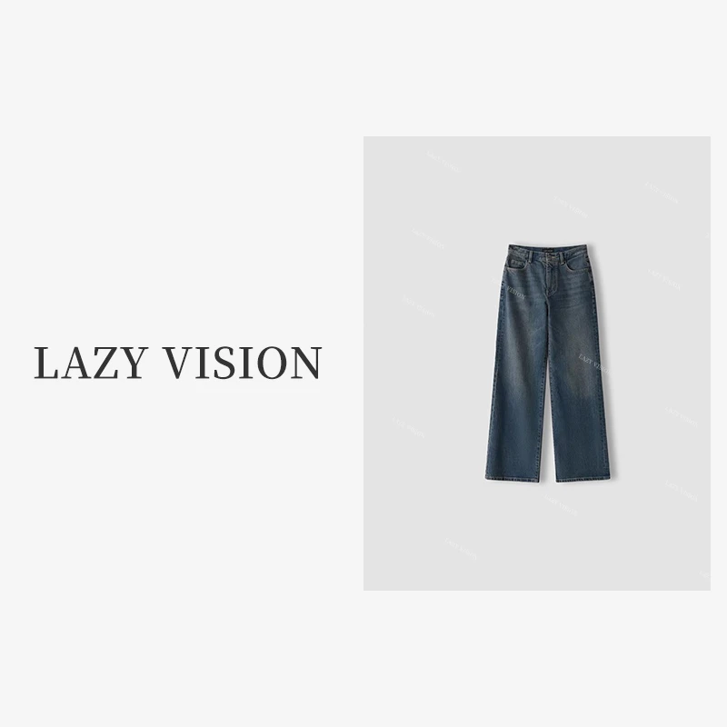 LAZYVISION'潇洒系列'进口棉复古水洗阔腿女士牛仔裤ZM2-3126