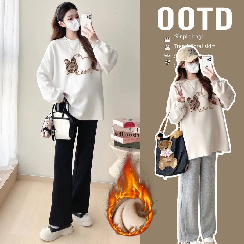 孕妇装新款春秋+加厚上衣时尚百搭显瘦遮肚不显怀孕妇外穿上衣