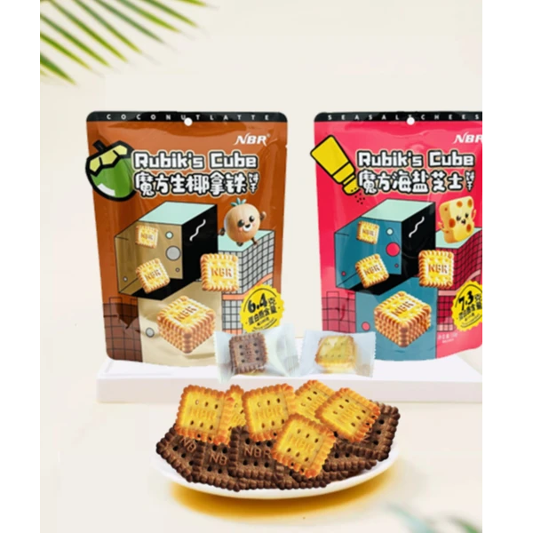 猫村长魔方生椰拿铁、海盐芝士饼干130g*3袋