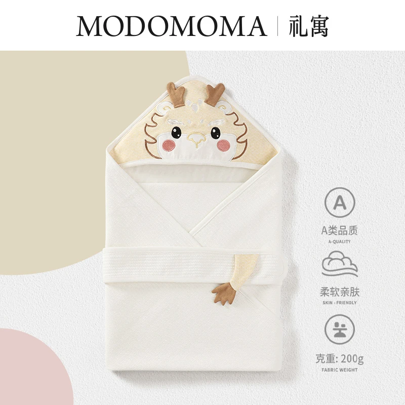 modomoma新生儿用品婴儿抱被男女宝卡通龙年保暖初生儿襁褓儿童