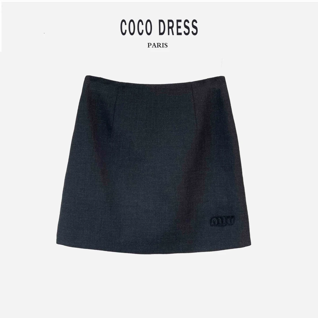 春夏精纺羊毛西装气质高腰百搭纯色休闲小香风半身裙