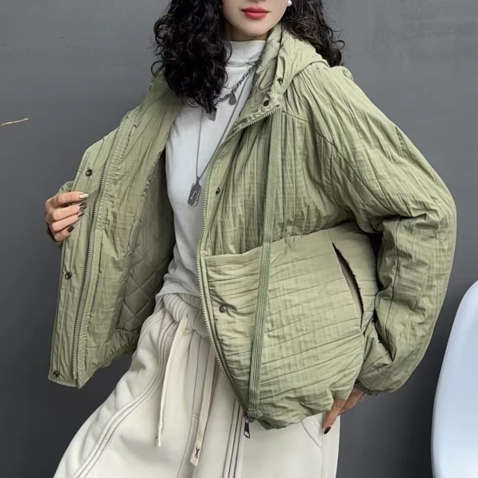 78162新款秋冬加厚休闲百搭气质减龄连帽上衣棉服