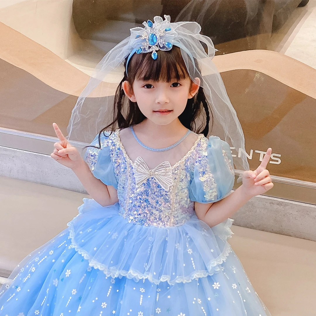 女童爱莎公主演出头饰儿童发箍头纱发饰网纱头箍女孩可爱生日发卡