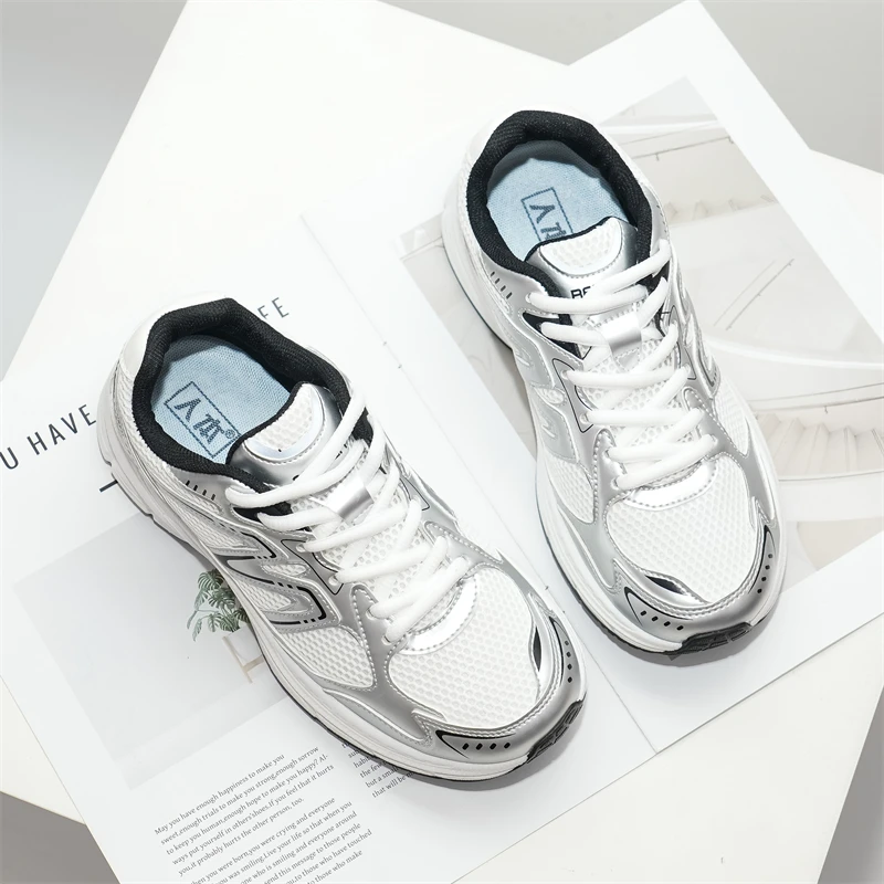 2024新款百搭秋季厚底复古ins风增高老爹鞋户外休闲运动B18