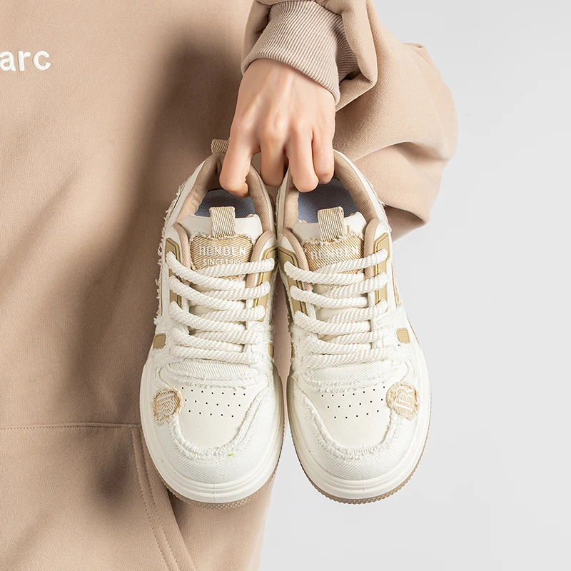 复古板鞋女2024新款休闲厚底小白鞋运动复古滑板板鞋B41