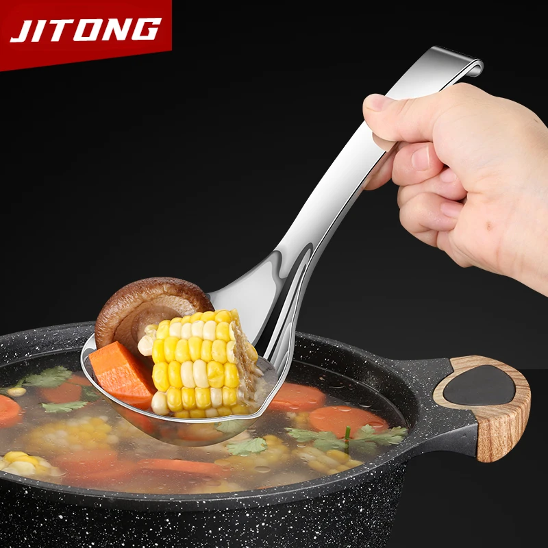 挂壁不倒304不锈钢汤勺加深加厚家用大号盛汤喝汤长柄公用粥勺子