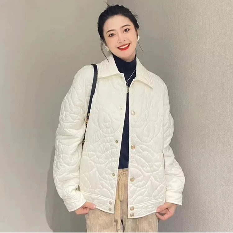 【商场同款】秋冬季宽松新雪丽翻领棉衣羽绒棉服外套女1400654