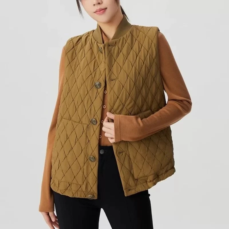 【商场同款】秋冬休闲新款新雪丽棉服菱形马甲外套女1400739