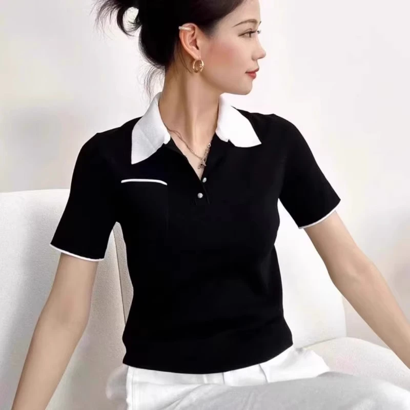 【商场同款】春夏百搭Polo领短袖针织衫T袖女5399708-1T57111-035