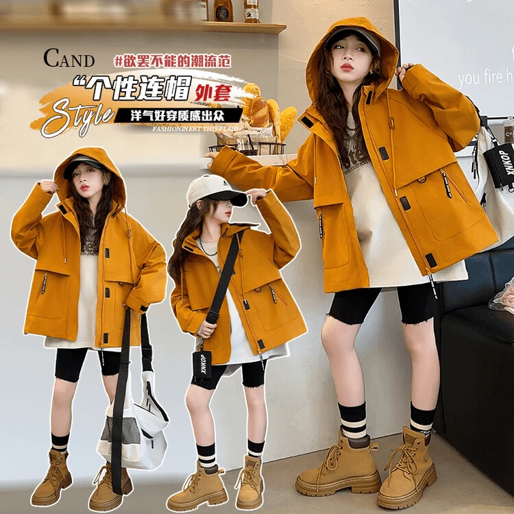 女童冲锋衣2025春秋外套中大童时尚休闲刘亦菲同款冲锋衣外套