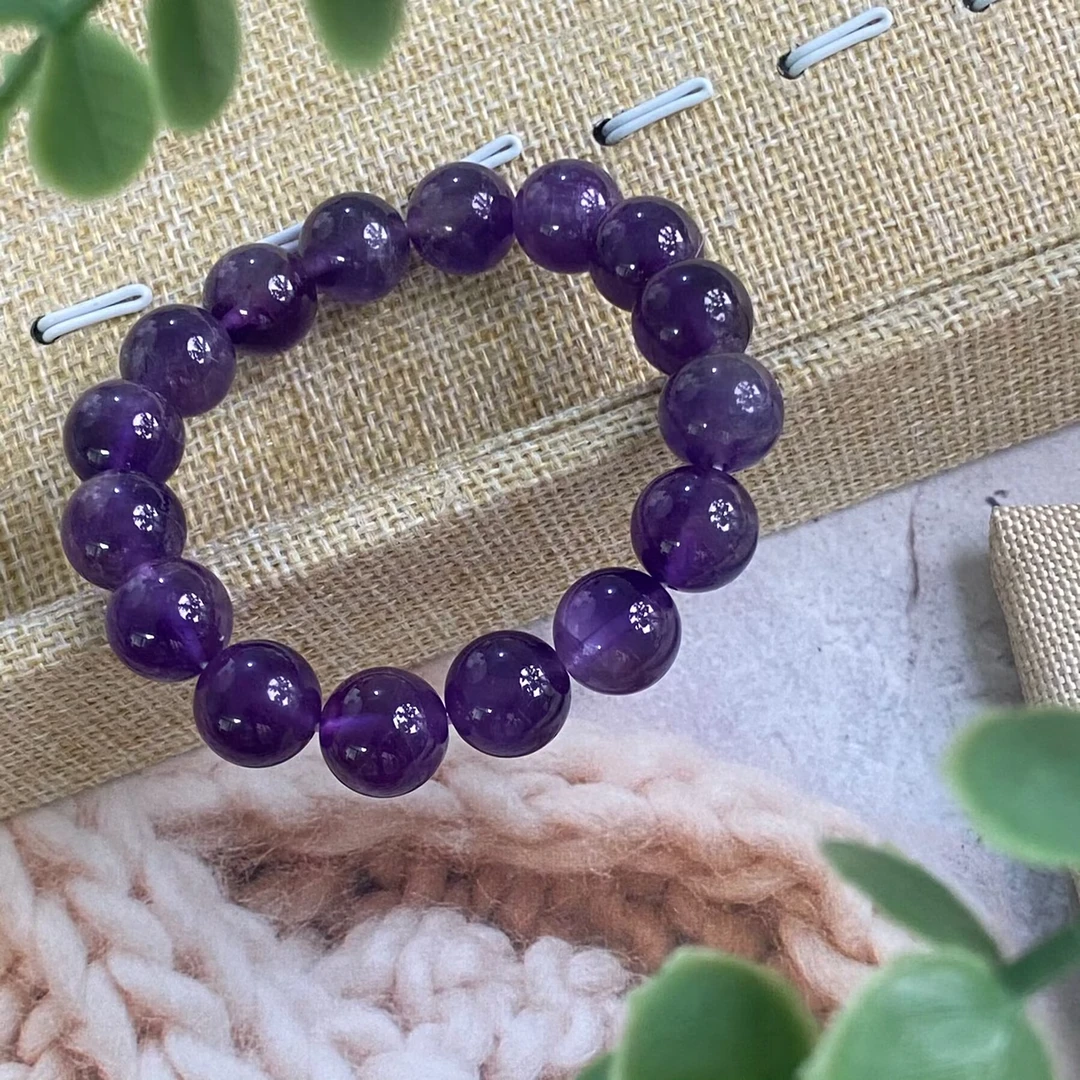 天然紫水晶 精美简约12MM圆珠紫晶手串