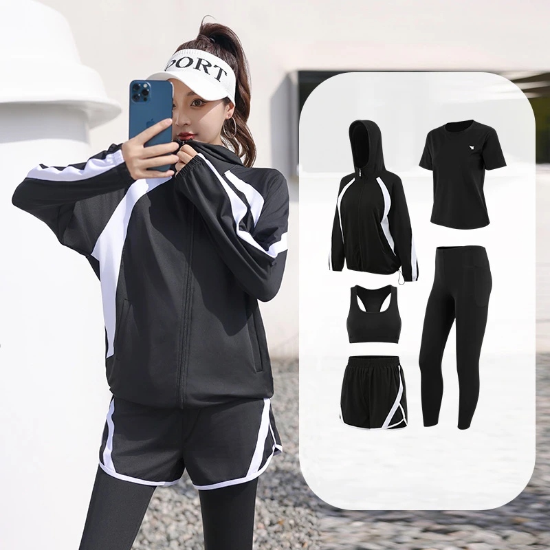 健身跑步运动套装女2024秋冬休闲大码宽松长袖瑜伽服晨跑服速干衣