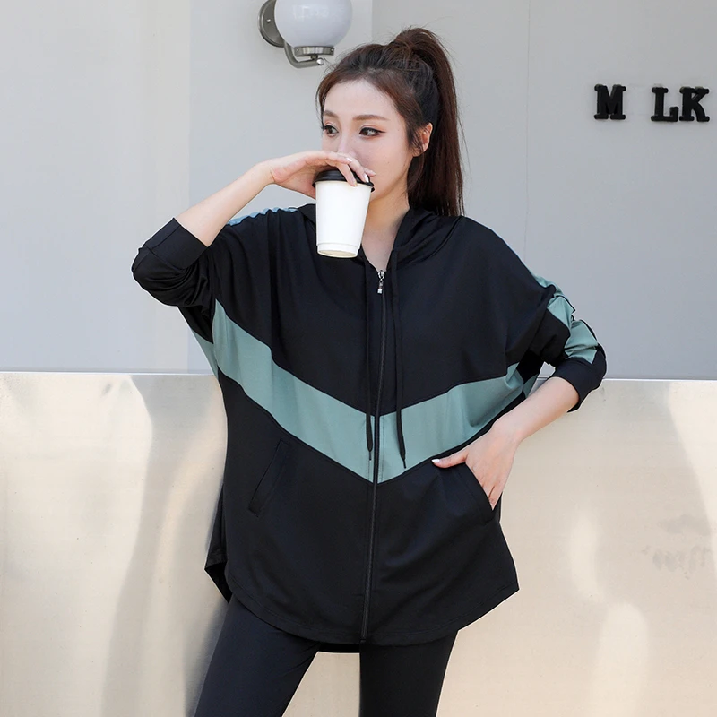 瑜伽外套显瘦长袖网红撞色运动罩衫跑步运动上衣高级感新款瑜伽服