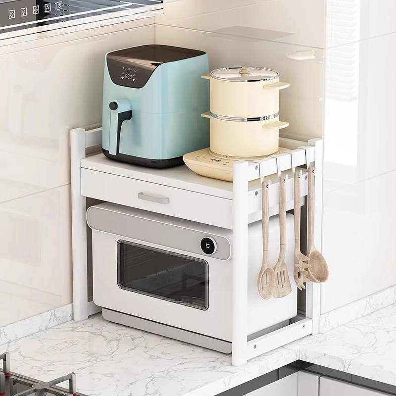 厨房家用微波炉置物架台面多功能抽屉式电饭煲锅具收纳架子锅架