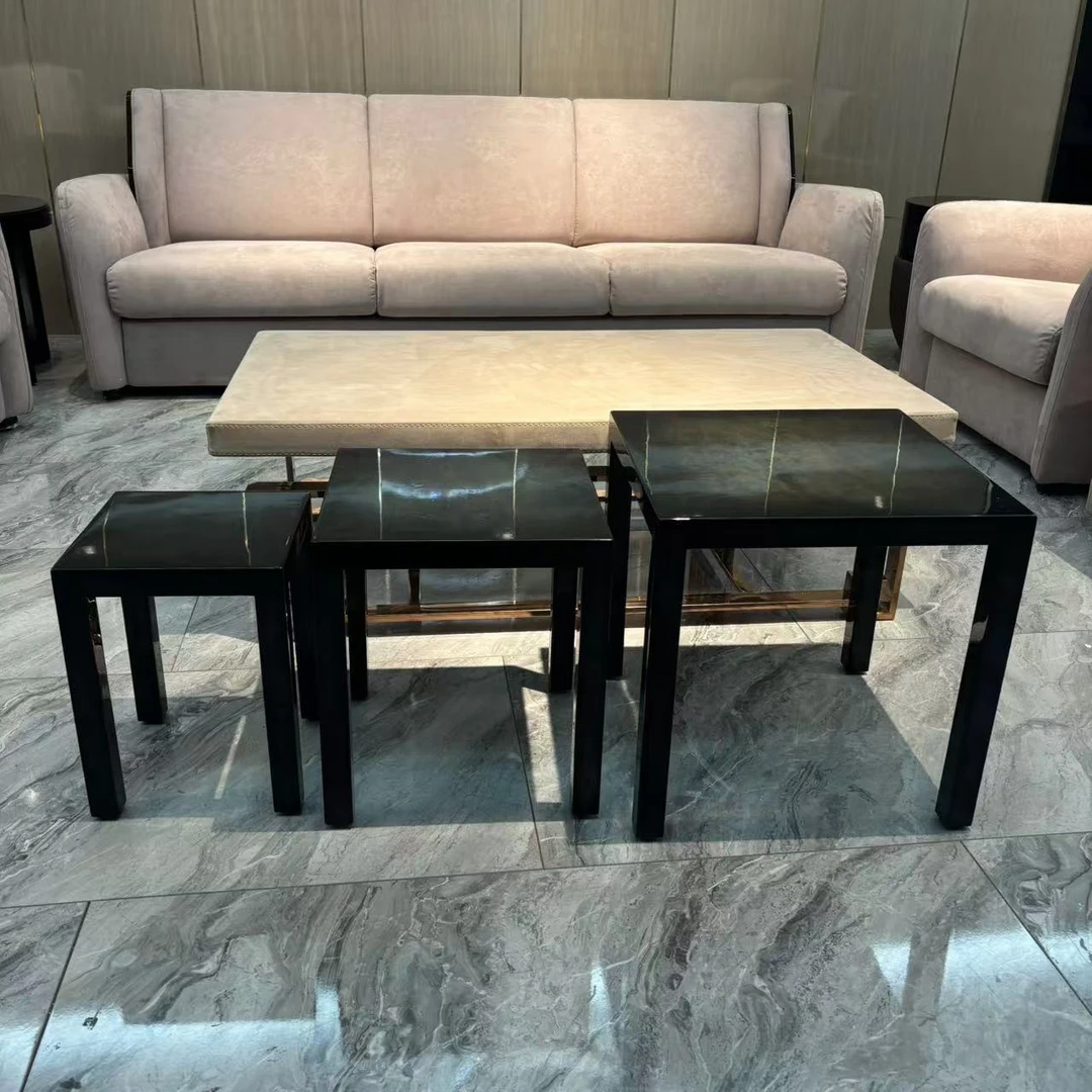 乔治三件套茶几家具套几实木钢琴烤漆边几花架高奢定制系列