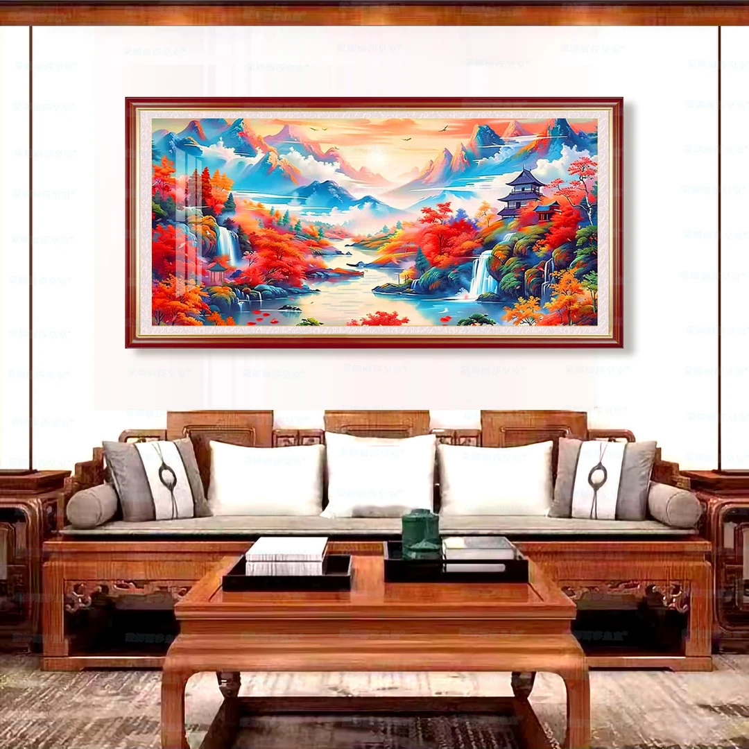 【进口棉布】蒙娜丽莎皇室十字绣山川如画新款经典收藏风景手工绣