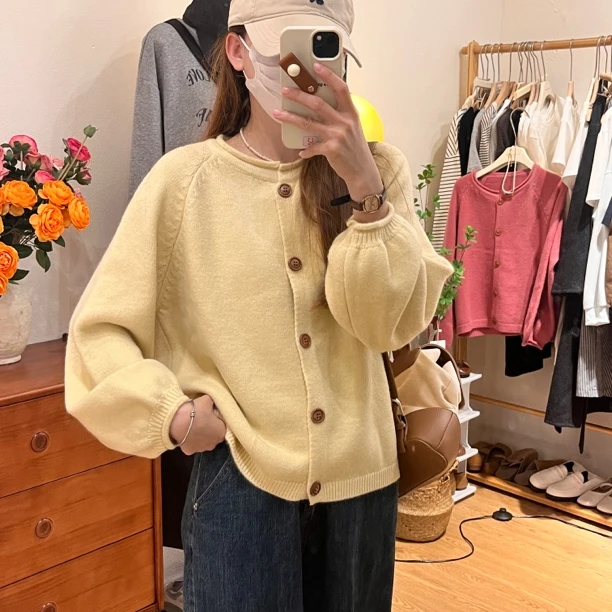 【09】（幕幕）复古卷边（灯笼袖）毛衣外套