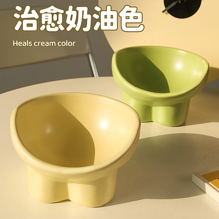 华元1个宠物猫碗陶瓷碗狗狗碗喂食盆猫咪饭碗喝水碗斜口碗防打翻