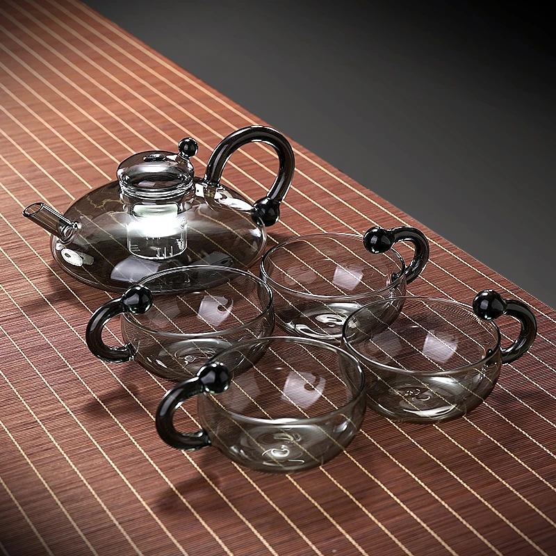 全玻璃茶壶耐热高硼硅玻璃茶具套装家用欧式花茶壶简约过滤泡茶壶