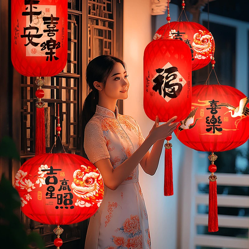 新款新年户外2025过年大红喜庆灯笼古风广告中式阳台门口春节吊*