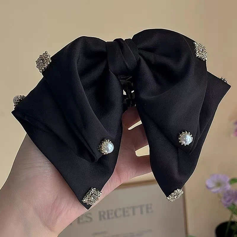 晓艾轻奢【星语】复古感缎面蝴蝶结低马尾半扎气质抓夹