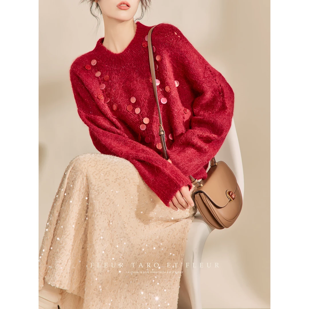 乔与花樽丨毛衣亮片设计感小众复古氛围感上衣女