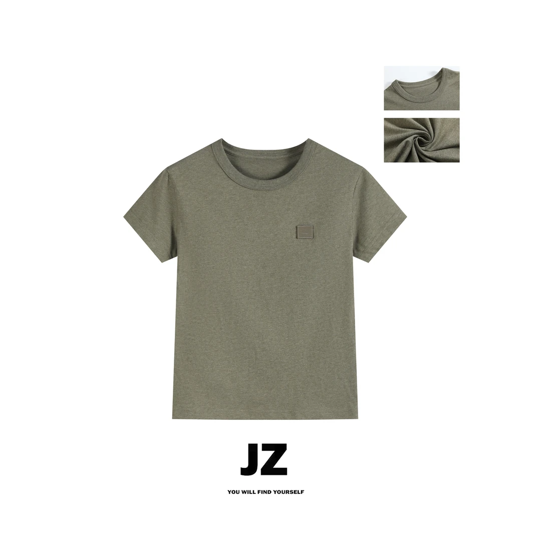 JZ SO MUCH【笑脸T】简约圆领百搭针织胸章舒适纯色休闲笑脸T恤
