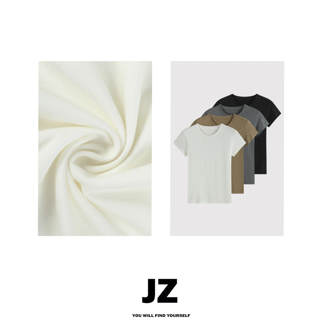 金子/JZ SO MUCH【水面膜T】简约圆领纯色百搭T恤