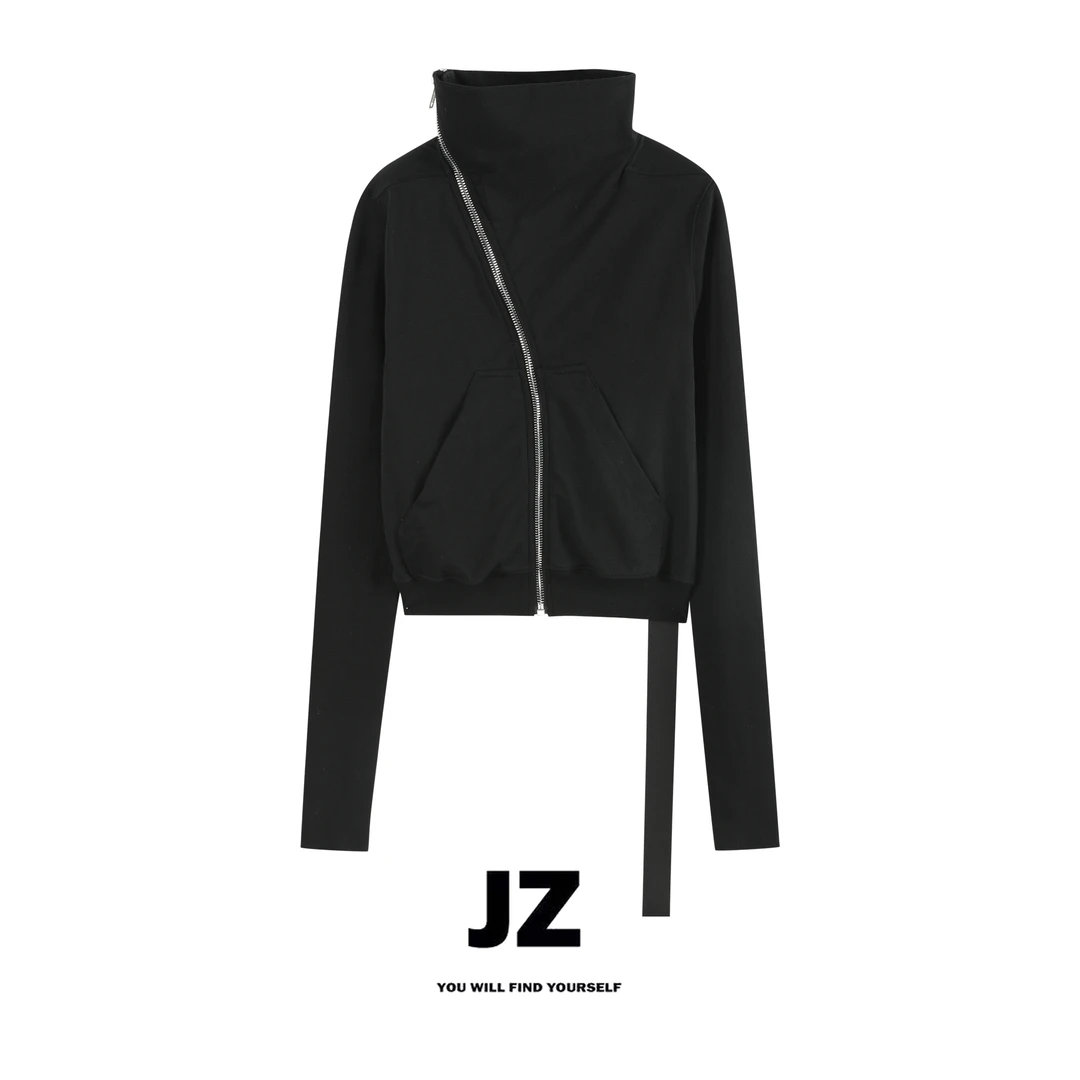 JZ SO MUCH【欧文斯卫衣】小众斜拉链时尚修身机能风高领卫衣