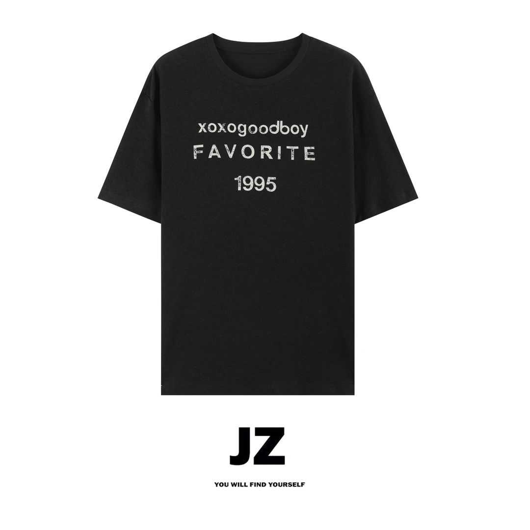 xoxogoodboy【1995T恤】印花洗水做旧圆领复古简约百搭休闲T恤