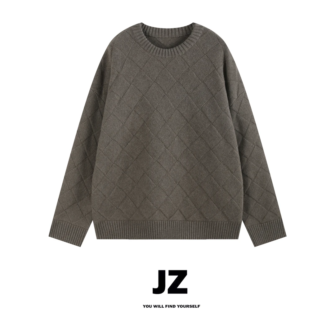 JZ SO MUCH【编织菱格毛衣】秋冬简约日系编织菱格百搭羊毛羊绒毛衣